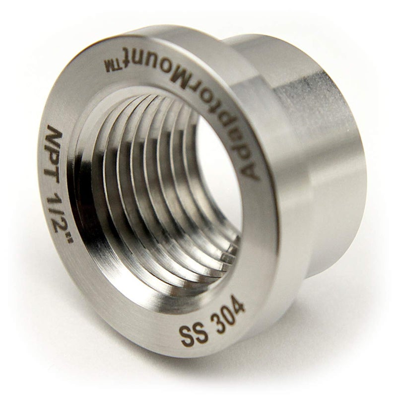 AdaptorMount 1/2" NPT Stainless Steel 304 Female Threaded Stepped Weld Bung Mounting Fitting (OD 1.0") with Top Head (OD 1.2") - Image 3